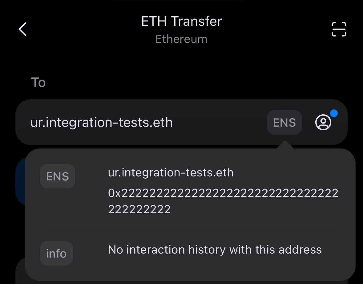 imToken correctly resolves the name for ENSv2